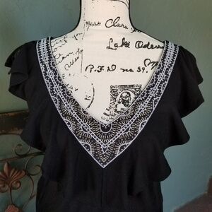 White House Black Market Silver Beaded Top